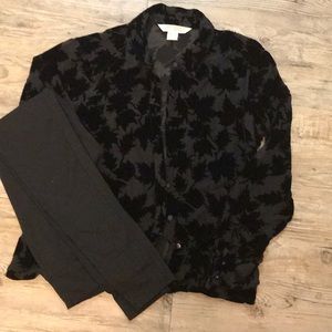 Velvet Button up with leggings: